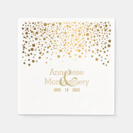 Stilvolle Gold Confetti Punkte auf Weiß Serviette
