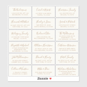 Stilvolle Gold Cream Wedding Guest Address Aufkleber