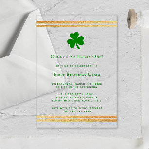 Stilvolle Gold Foil St. Patrick's Day 1. Geburtsta Acryleinladungen