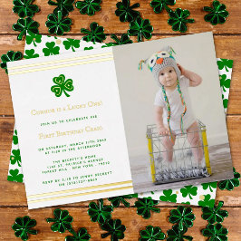 Stilvolle Gold Foil St. Patrick's Day 1. Geburtsta Folieneinladung