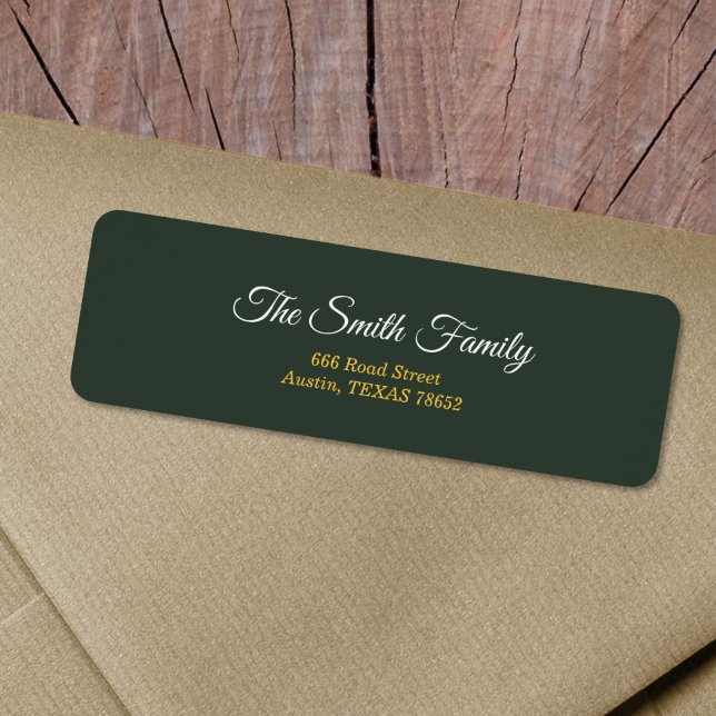 Stilvolle Gold & Forest Green Rücksendeadresse (Stylish Gold & Forest Green Return Address Label)