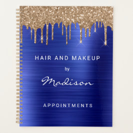 Stilvolle Gold Glitter Drip Blue Termine Planer