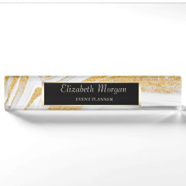 Stilvolle Gold Glitzer Marmor, Rahmen Namensplakette