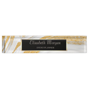 Stilvolle Gold Glitzer Marmor, Rahmen Namensplakette