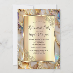 Stilvolle Gold Glitzer Pearl Marble Retirement Einladung