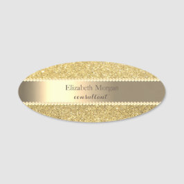 Stilvolle Gold Glitzer Pearls Namensschild