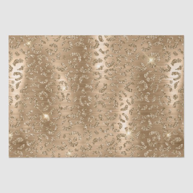 Stilvolle Gold Glitzer Wild Leopard Spots Muster Seidenpapier (Vorderseite)