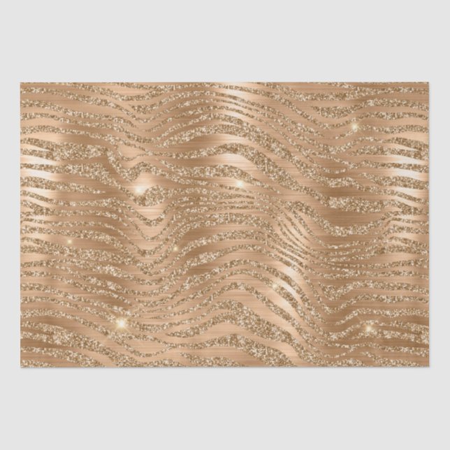 Stilvolle Gold Glitzer Wild Zebra Streifen Muster Seidenpapier (Vorderseite)