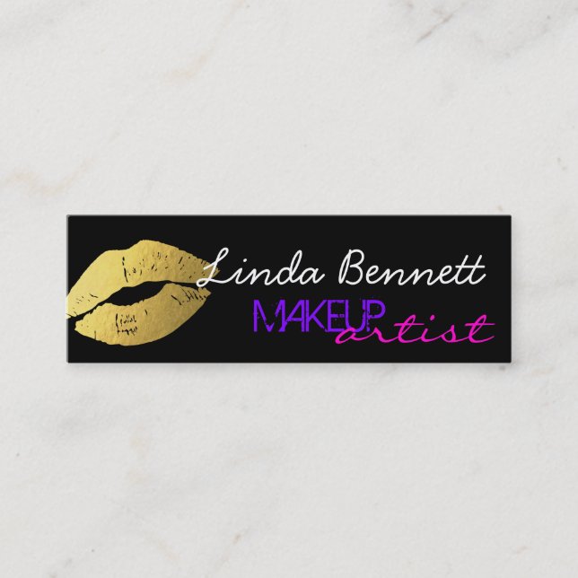Stilvolle Gold Lips - Makeup Artist Bold Mini Card Mini Visitenkarte (Vorderseite)