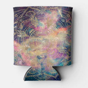 Stilvolle Gold mandala Aquarell & Nebula Farbenfro Dosenkühler