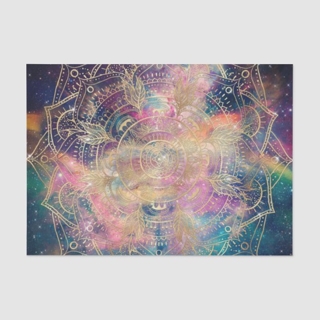 Stilvolle Gold Mandala Farbennebel Seidenpapier (Vorderseite)