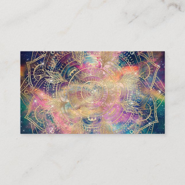 Stilvolle Gold Mandala Farbennebel Visitenkarte (Vorderseite)