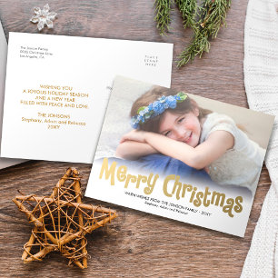 Stilvolle Gold Merry Xmas Foto Moderne Postkarte