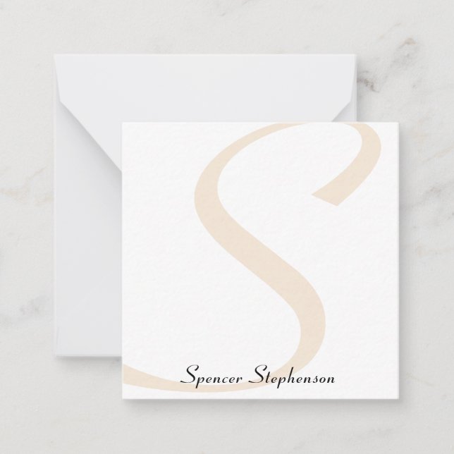 Stilvolle Gold Monogram Minimalistisch Note Card Mitteilungskarte (Vorderseite)