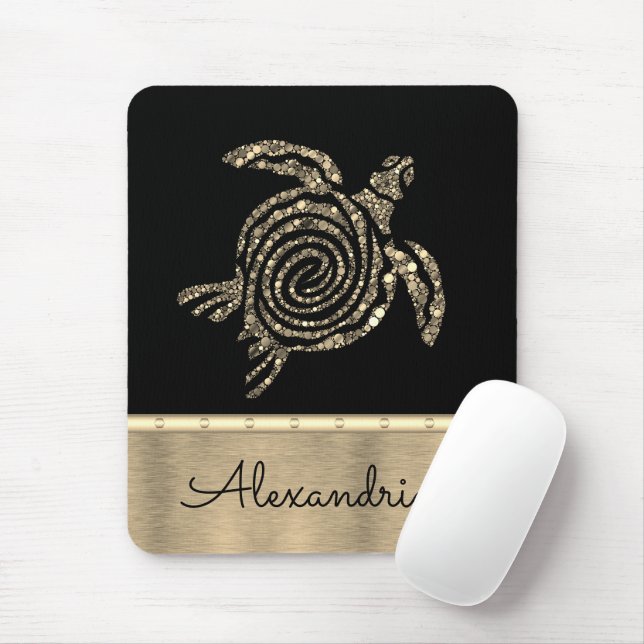 Stilvolle Gold Mosaikschildkröte Mousepad (Mit Mouse)
