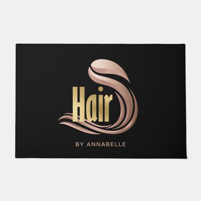 Stilvolle Gold-, Rose Gold- und Schwarz-Friseurste Fußmatte (Vorderseite)