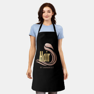 Stilvolle Gold-, Rose Gold- und Schwarz-Friseurste Schürze