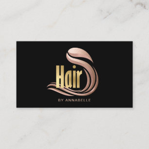 Stilvolle Gold-, Rose Gold- und Schwarz-Friseurste Visitenkarte