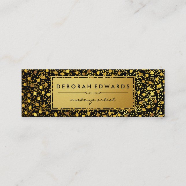 Stilvolle Gold Speck Muster Metallic Gold Label Mini Visitenkarte (Vorderseite)