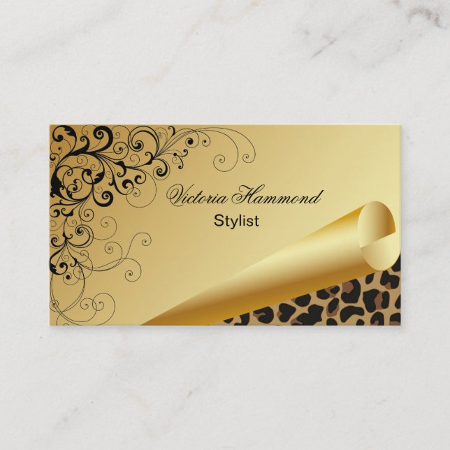 Stilvolle Gold-u. Jaguar-Druck-Visitenkarte Visitenkarte (Vorderseite)