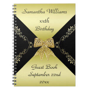 Stilvolle Gold- und Black Decorative Bow Geburtsta Notizblock