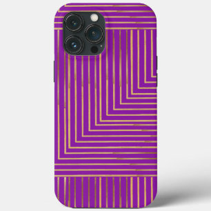 Stilvolle Gold- und lila Streifen Flaunmuster Case-Mate iPhone Hülle