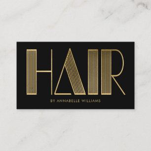 Stilvolle Gold- und Schwarztypografie-Haarstylisti Visitenkarte