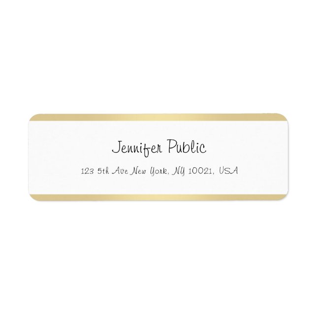 Stilvolle Gold White Handwriting Moderne Minimalis (Vorne)