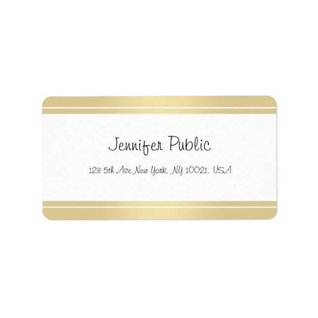 Stilvolle Gold White Handwriting Name Simple Moder Adressaufkleber (Vorne)