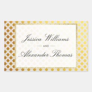 Stilvolle Gold & White Wedding Rechteckiger Aufkleber