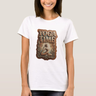 Stilvolle Gold-YOGA-TIME-3D-Textkunst T-Shirt