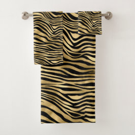 Stilvolle Gold Zebra Print  Badhandtuch Set