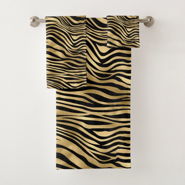 Stilvolle Gold Zebra Print  Badhandtuch Set (Insitu)