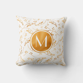 Stilvolle Goldbeeren mit Monogramm auf weißem Must Kissen
