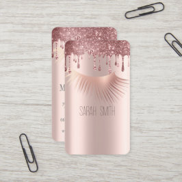 Stilvolle Golde Rose Glitzer Tropfen Eyelashes Visitenkarte