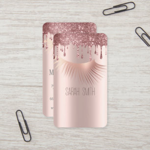 Stilvolle Golde Rose Glitzer Tropfen Eyelashes Visitenkarte