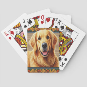 Stilvolle Golden Retriever Hund farbenfrohe Rahmen Spielkarten