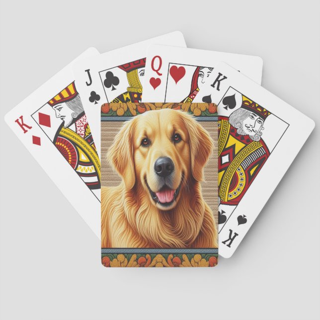 Stilvolle Golden Retriever Hund farbenfrohe Rahmen Spielkarten (Rückseite)