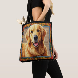 Stilvolle Golden Retriever Hund farbenfrohe Rahmen Tasche
