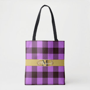 Stilvolle Golden Stripe Tartan Personalisierte Hoc Tasche