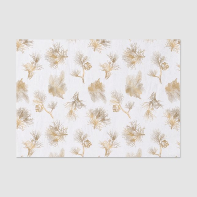 Stilvolle Golden Winter Pine Seidenpapier (Vorderseite)