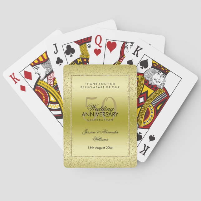 Stilvolle Goldene Confetti 50. Goldene Hochzeit Spielkarten (Rückseite)