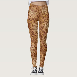 Stilvolle goldene Leggings Browns Paisley