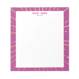 Stilvolle goldene rosa Typografie personalisierter Notizblock