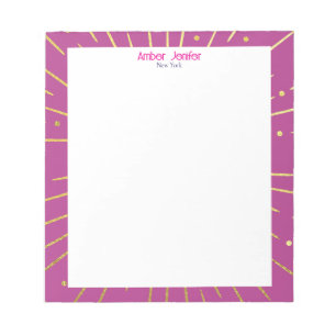 Stilvolle goldene rosa Typografie personalisierter Notizblock