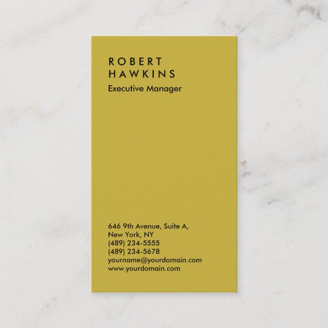 Stilvolle Goldfarbe beruflicher schlichter Manager Visitenkarte (Vorderseite)