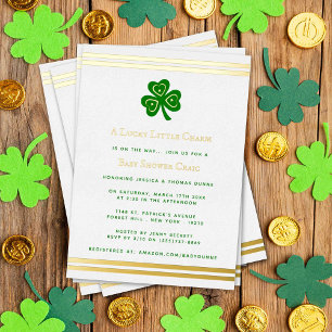 Stilvolle Goldfolie St. Patrick's Day Babyparty Folieneinladung