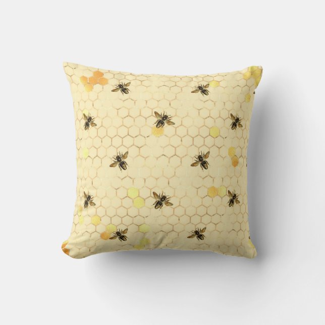 Stilvolle Goldgelbe Bienen Honeycomb Kissen (Vorderseite)