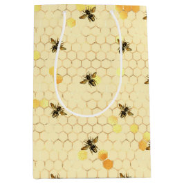 Stilvolle Goldgelbe Bienen Honeycomb Mittlere Geschenktüte