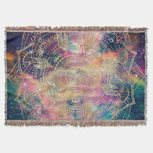 Stilvolle Goldmandala Wasserfarbe & Nebel Farblich Decke